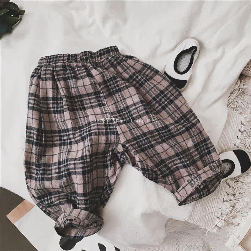 2019 autumn new children's Han Fan plaid neutral boys pants Girls clothes anti-mosquito pants loose pants women