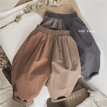 Comfort knockout air AB collage casual children radish pants male and female baby cotton linen pants for long pants autumn clothing