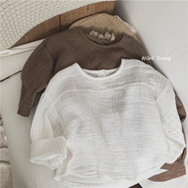 Super good wearing ~ Soft South Korean art Fan children cotton numb-shirt neutral male and female baby cotton creamy long sleeve T-shirt autumn tide