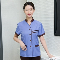 Синий, V-образный вырез, короткий рукав