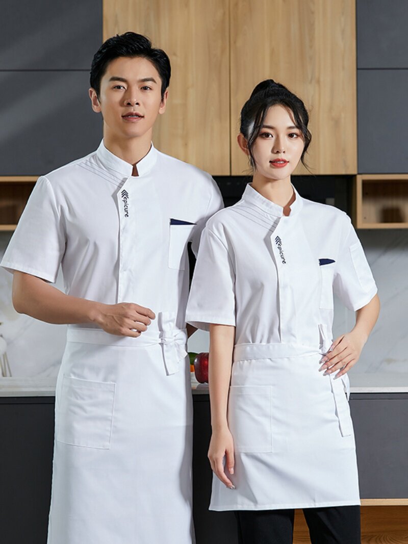 餐饮厨师工作服夏季短袖薄款酒店饭店西餐厅后厨房衣服透气网工装