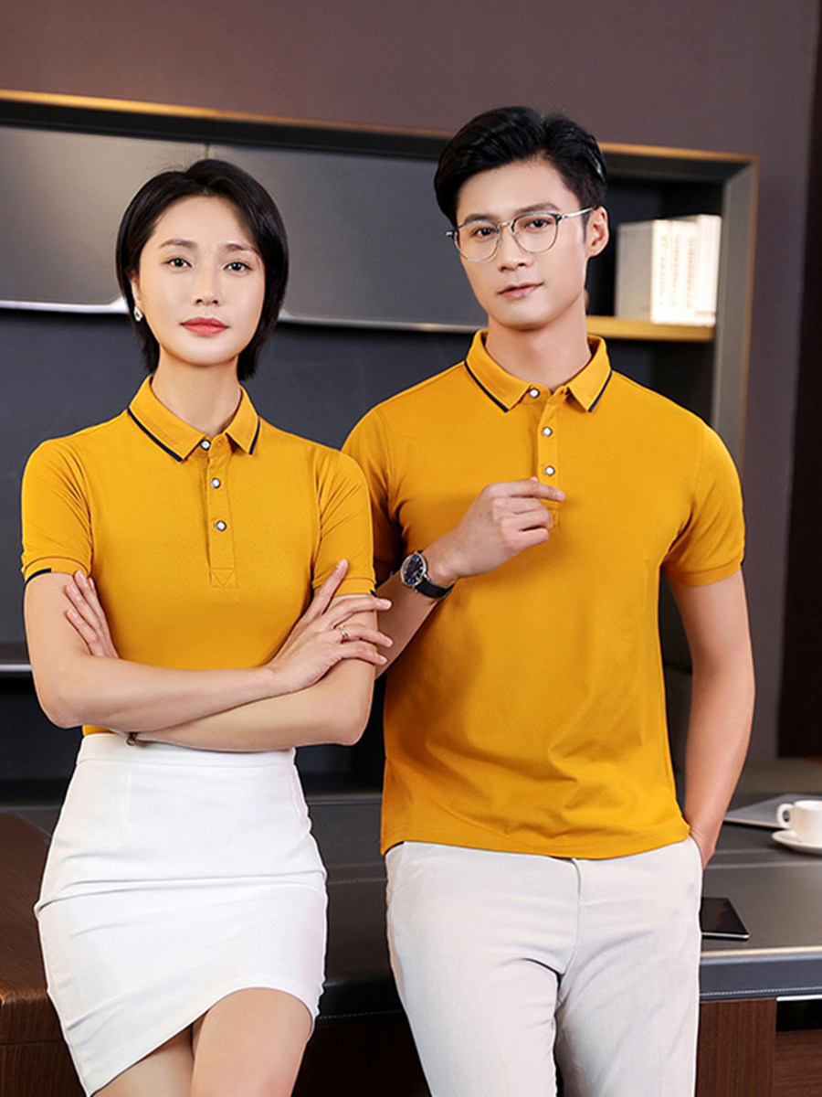 夏季短袖t恤工作服定制餐饮烧烤火锅饭店服务员POLO衫刺绣印logo