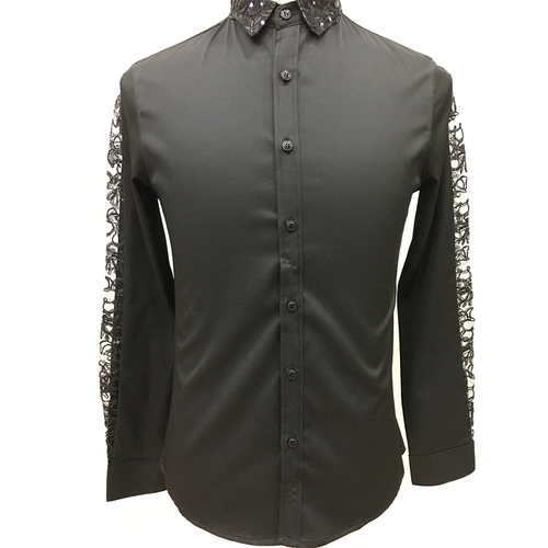 Мужская трендовая кружевная рубашка, в корейском стиле