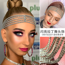 Latin Dance with Diamond Dance Headdress Professional National Dance Competition Accessories CBDF Shining Head Clamp Black Pool Clamp