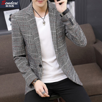 Mens small suit spring and autumn Korean slim suit casual small suit male handsome trend plaid shirt