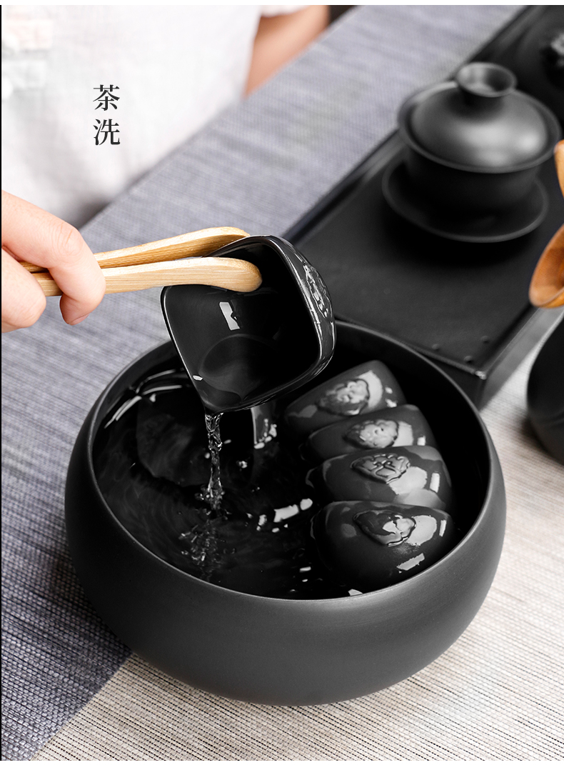 Tao blessing, violet arenaceous kung fu tea set home a whole set of black mud purple sand teapot teacup tea tea set