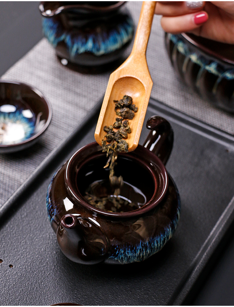 Tao blessing up built red glaze, the tea set the home of a complete set of tea sets the teapot teacup masterpieces group