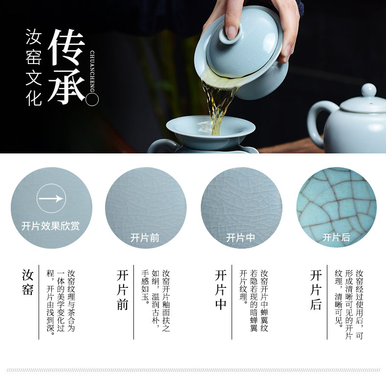 Tao blessing the azure suits for your up tea sets of household of a complete set of your porcelain piece of kung fu tea teapot teacup combination