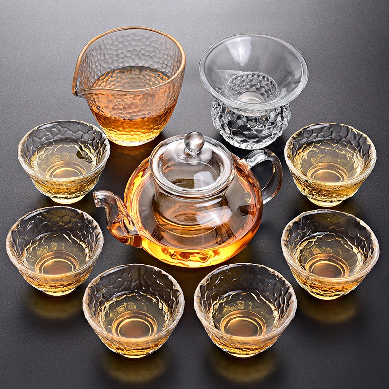 Tao blessing glass kung fu tea set home a whole set of heat - resistant glass teapot teacup tea tea set