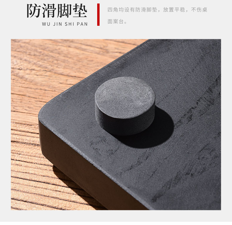 Tao blessing sharply stone tea tray was home drainage contracted sitting room the whole piece of black gold stone tea tray tea table can be customized