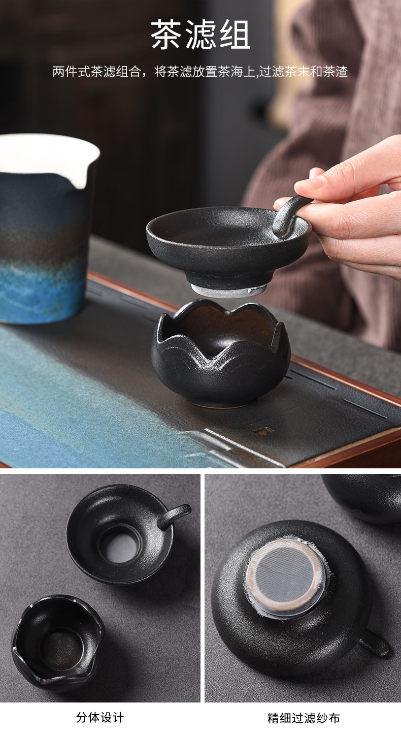 Tao blessing mountains made pottery kung fu tea set household ceramics contracted water type dry tea tea tray group