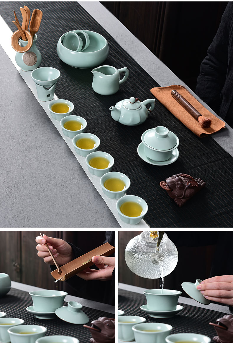 Tao blessing of household ceramics kung fu tea set a complete set of your up teapot teacup tea wash to gift set, tea set