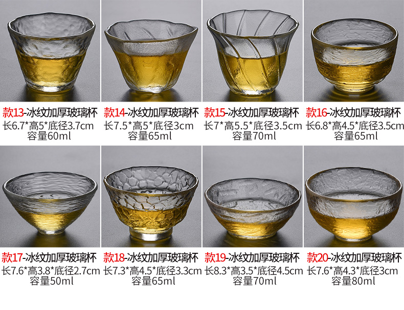 Tao blessing hammer little glass cup tea cup sample tea cup heat crystal transparent single CPU Japanese master