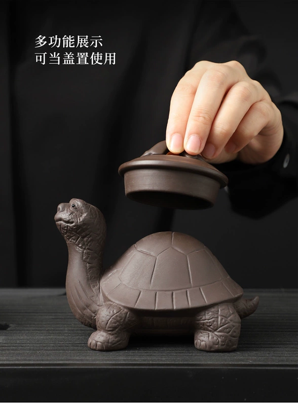 Trà rò rỉ sáng tạo của Tao Fuqi, bộ lọc trà, đồ trang trí cho thú cưng trà cát tím, phụ kiện trà tinh xảo có thể nuôi rùa trường thọ