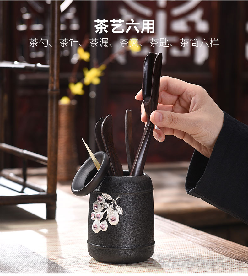 Tao blessing coppering. As the silver tea set of black suit household kunfu tea tea kettle black zen cup combination