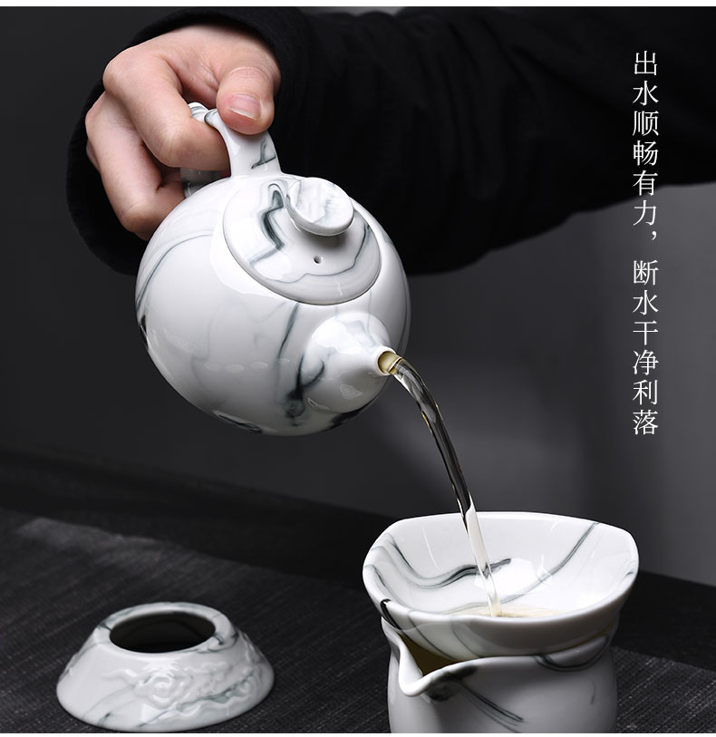 Tao blessing ink zen ceramic tea set household ink kung fu tea teapot teacup tea bag in the mail