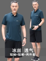 Летняя одежда, нарукавники, комплект для пожилых людей для отдыха, летняя шелковая футболка, короткий рукав, для среднего возраста