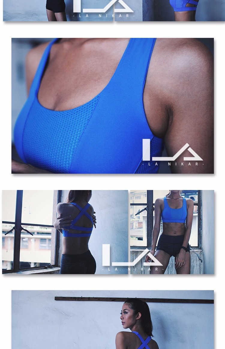 La Nikar Professional Fitness Cross quai Backless Sports Yoga Vest Sức mạnh cao Hỗ trợ Đồ lót thể thao áo bra tập gym big size