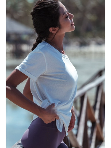 Быстросохнущая спортивная футболка для тренировок, летняя одежда для йоги для спортзала, для бега, короткий рукав, свободный крой