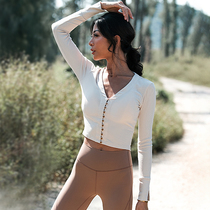 La Nikar short running training quick-drying fitness clothes elastic tight long sleeve Net red umbilical fitness clothes women