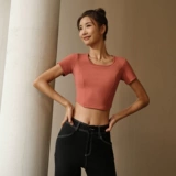 Летняя тонкая одежда для йоги, спортивная футболка для спортзала, короткий рукав, для бега