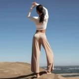 Осенний комбинезон для спортзала, штаны для отдыха, для бега, высокая талия, свободный прямой крой