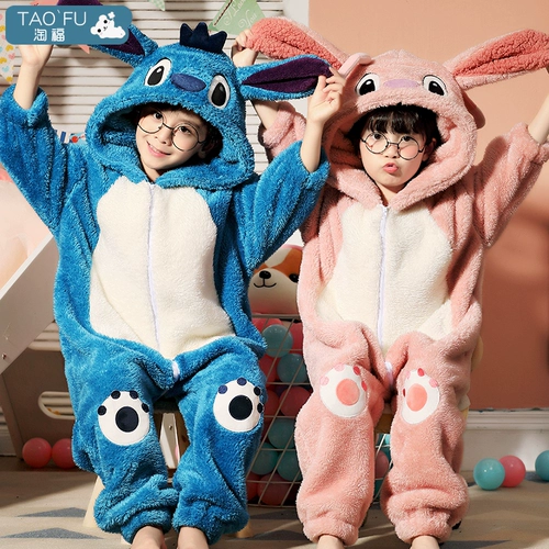 Детская демисезонная фланелевая бархатная коралловая мультяшная пижама для мальчиков с капюшоном, увеличенная толщина
