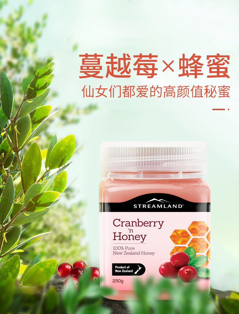 Streamland 新溪岛 蔓越莓蜂蜜 250g 双重优惠折后￥34.25包邮包税