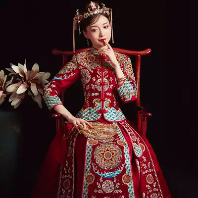 Xiuhe dress bridal dress 2020 new wedding high-end thin luxury Chinese wedding dress female dragon and phoenix hanging wedding dress