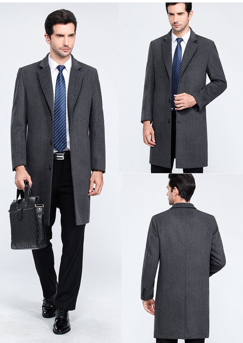 Playboy mùa thu và mùa đông nam cashmere coat dài trung niên phù hợp với cổ áo Hàn Quốc phiên bản của tự trồng len len áo gió áo khoác nam cao cấp nhập khẩu
