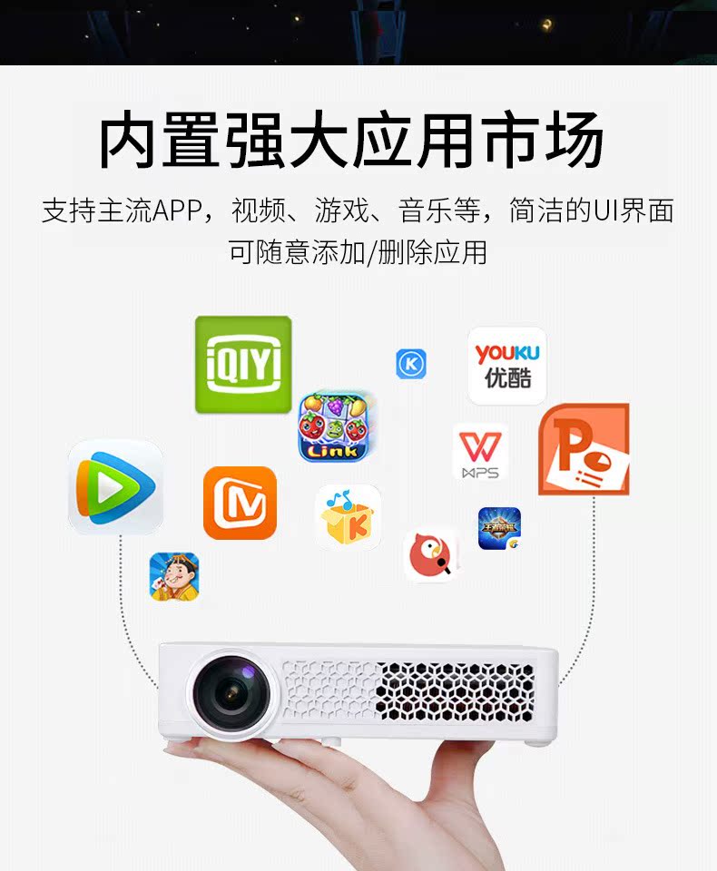 Thunderbolt DLP800 máy chiếu nhỏ mini Văn phòng không dây wifi HD 1080P micro 3D rạp hát tại nhà Máy chiếu di động Không có TV màn hình