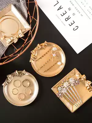 Gu Mei small props fat bow metal color jewelry disc ear needle Tray storage box