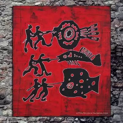 Yunnan ethnic characteristics Dali Lijiang Inn style hanging wall painting Miao Batik painting Hunting quaint style