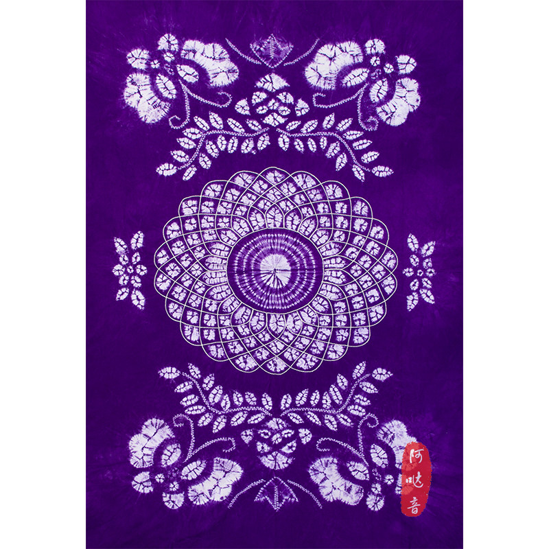 Yunnan Dali Bai ethnic handmade tie-dyed coffee table tablecloth hanging studio decoration Purple red brown orange green