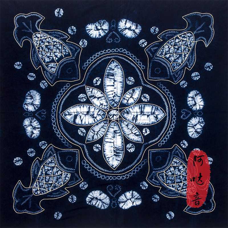 Yunnan Ethnic Minority Customs Great Deal Week City White People Handmade Full Cotton Zstained Square Towels Table Cloth Auspicious Fish Plot