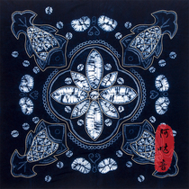 Yunnan minority customs Dali Zhoucheng Bai nationality handmade cotton tie-dyed square towel table table cloth auspicious fish picture