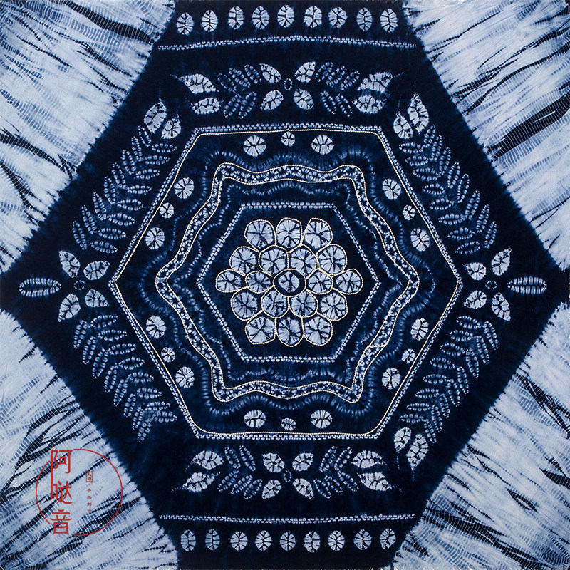 Yunnan Specialty Zdyeing Plant Blue Dye All Pure Cotton Tablectured China National Fields Garden Retro Wind Craft Snowflake