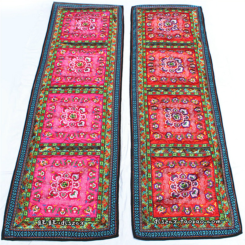 Yunnan Ethnic Characteristics Red Wood Sofa Cushion Large Rational White Ethnic Embroidered Guest House Decoration Bed Tailcloth Cushion Rocking Chair Cushion