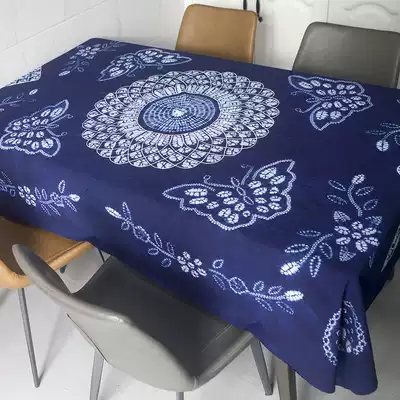 Dali tie-dyed large tablecloth handmade Bai blue dyed hanging ornaments table cloth cultural background wall decoration New Butterfly Love flower