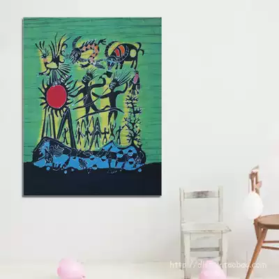 Yunnan ethnic characteristics Dali Lijiang Inn style decorative painting mural painting mural hanging decoration handmade batik painting Sunrise