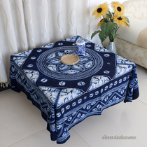 Yunnan ethnic characteristics Bai handmade plant dyes intangible cultural heritage tie-dyed decorative cloth ornaments square tablecloth