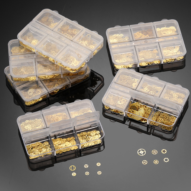 New Metal Copper Punk Steam Mechanical Gear Set DIY Nail Art Nail Patch Props Accessories V1039
