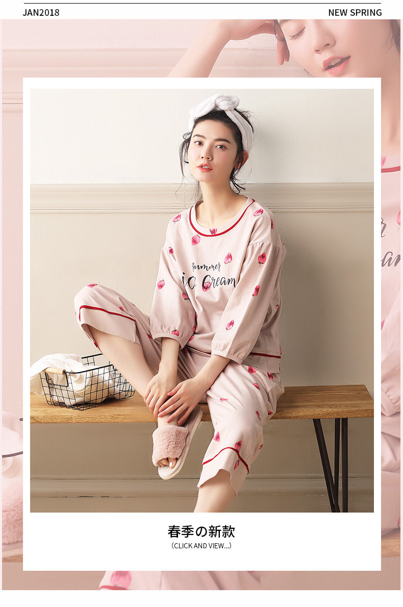 Pyjama pour femme en Coton à manches - Ref 2994675 Image 8