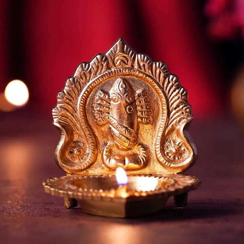 [in Stock] Isha Authentic Goddess Sacred Oil Lamp Linga Bhairavi Devi Brass Lamp with Wick Included