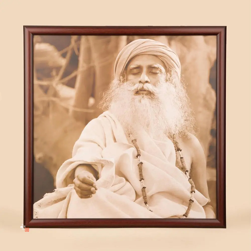 [in Stock] Isha Sadhguru Photo Frame Large Size 51cm Wooden Finish Yoga Meditation Decorative Photo Frame
