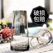 Nordic glass flower arrangement vase transparent dried flowers Creative living room light luxury flower arrangement decoration Water raising simple lily ornaments