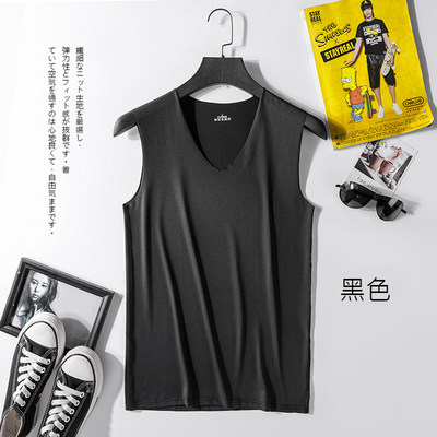 Summer Seamless Quick-Drying Sports Ice Silk V-Neck Wide-Shoulder Seamless Vest for Men, Slim-Fit Youth Sleeveless T-Shirt Vest Base Layer