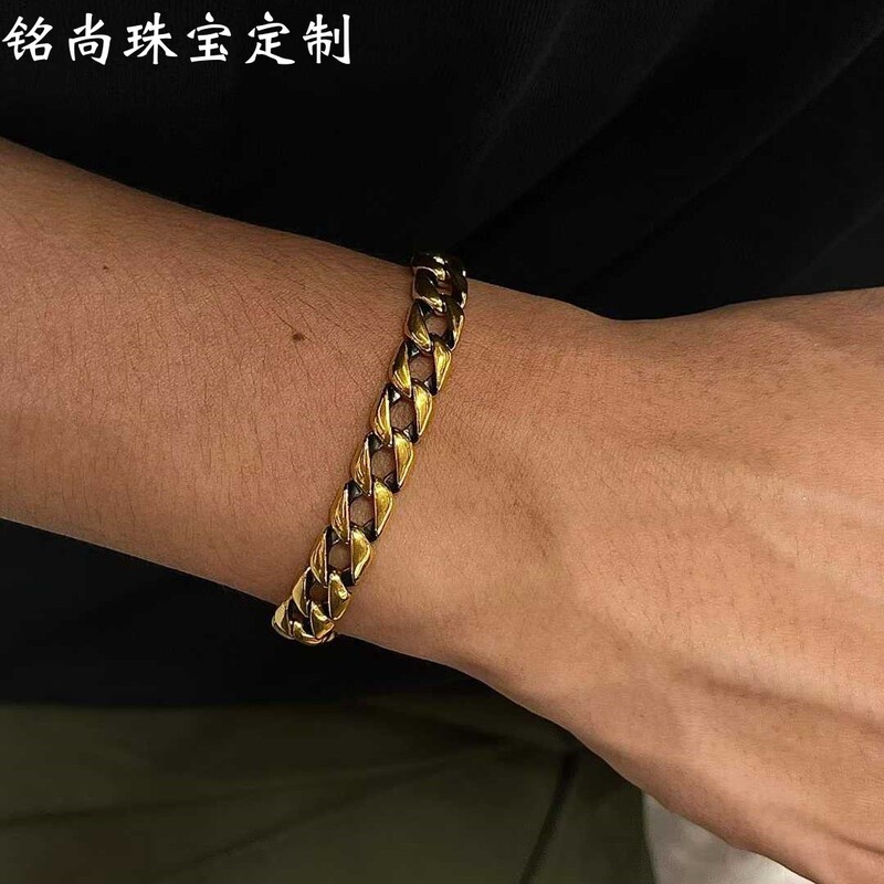 New Style Pure Gold 999 Super Cool Black Gold Cuban Bracelet Necklace for Men and Women, Fashionable and Simple Gold Bracelet Necklace New Style Pure Gold 999 Super Cool Black Gold Cuban Bracelet Necklace for Men and Women, Fashionable and Simple Gold Bracelet Necklace
