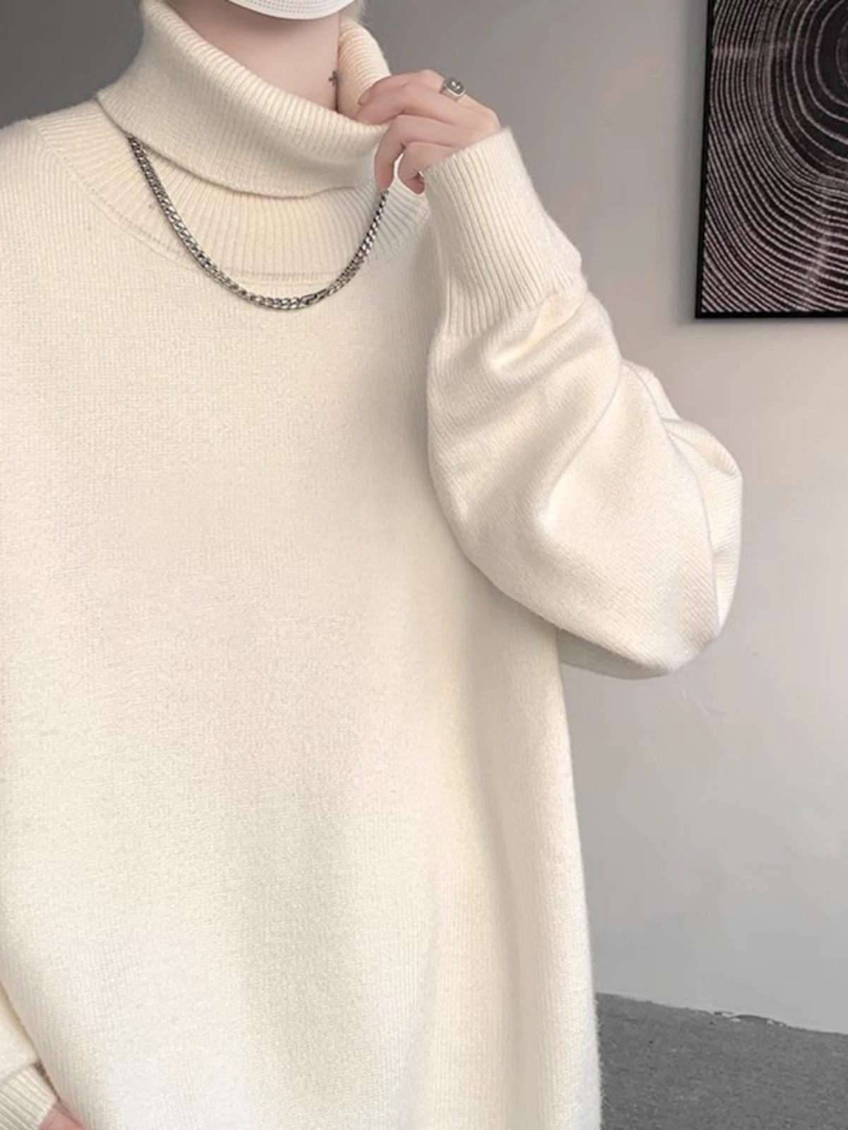 Maglione a collo alto convertibile Cleanfit per uomo, autunno e inverno, marchio alla moda, taglie forti, strato di base versatile_voghion.com