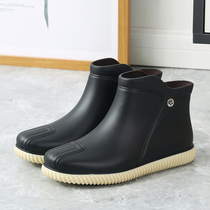 Rain shoes ladies Japanese short tube waterproof shoes fashion rain boots non-slip rubber shoes four seasons plus velvet warm adult water Boots shoes